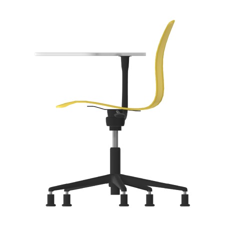 Sedia Pioppo con Piedini - Tavoletta da 29x47,8cm - Altezza Regolabile 36/49 cm - Colore Scocca Giallo - Colore Struttura Nero
