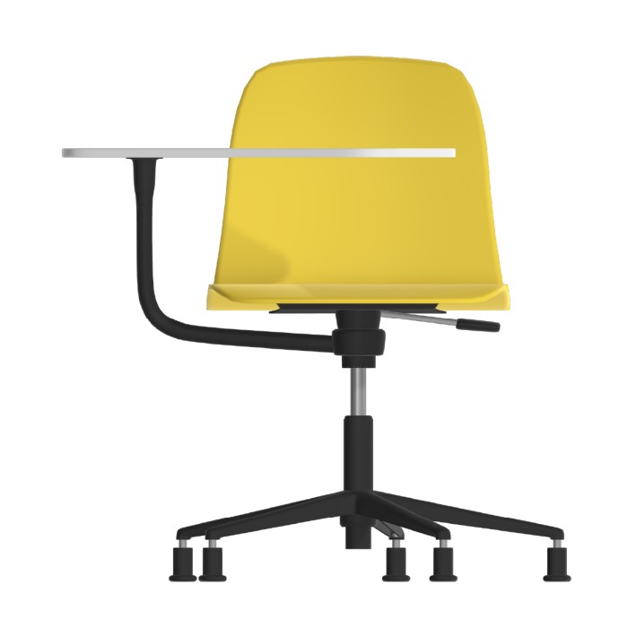 Sedia Pioppo con Piedini - Tavoletta da 29x47,8cm - Altezza Regolabile 36/49 cm - Colore Scocca Giallo - Colore Struttura Nero