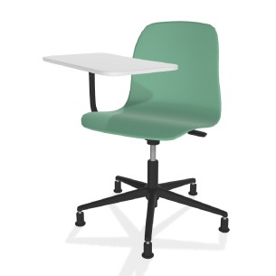 Sedia Pioppo con Piedini - Tavoletta da 29x47,8cm - Altezza Regolabile 36/49 cm - Colore Scocca Verde - Colore Struttura Nero