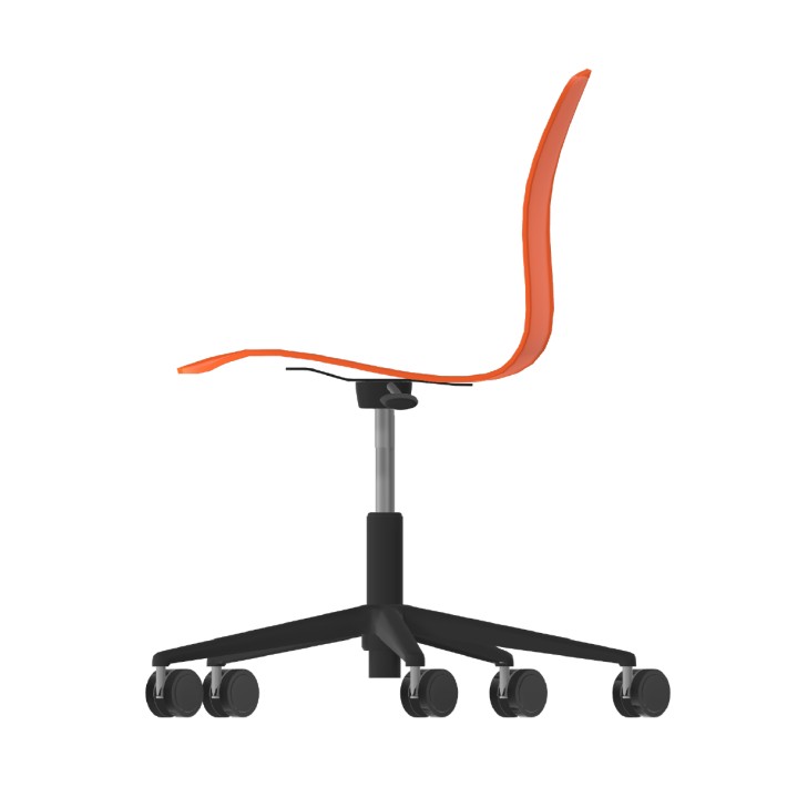 Sedia Pioppo Girevole con Ruote - Altezza Regolabile da 31 a 51 cm - Colore Scocca Arancione - Colore Struttura Nero
