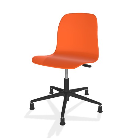 Sedia Pioppo Girevole con Piedini - Altezza Regolabile da 36 a 49 cm - Colore Scocca Arancione - Colore Struttura Nero