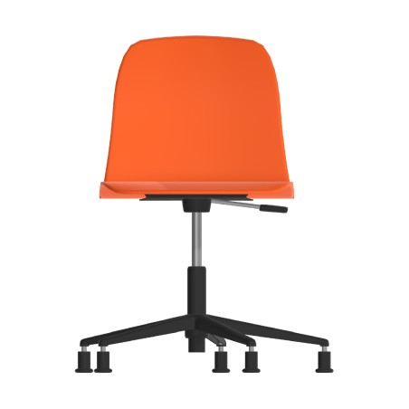 Sedia Pioppo Girevole con Piedini - Altezza Regolabile da 36 a 49 cm - Colore Scocca Arancione - Colore Struttura Nero