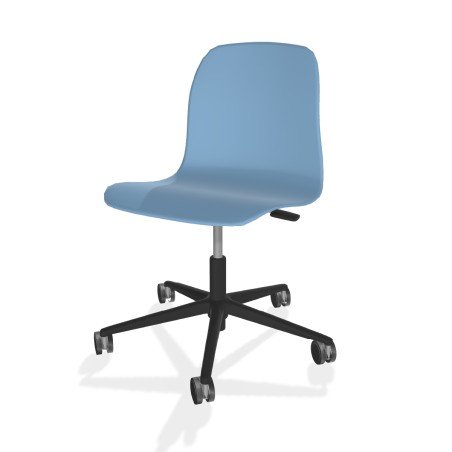 Sedia Pioppo Girevole con Ruote - Altezza Regolabile da 31 a 51 cm - Colore Scocca Azzurro - Colore Struttura Nero