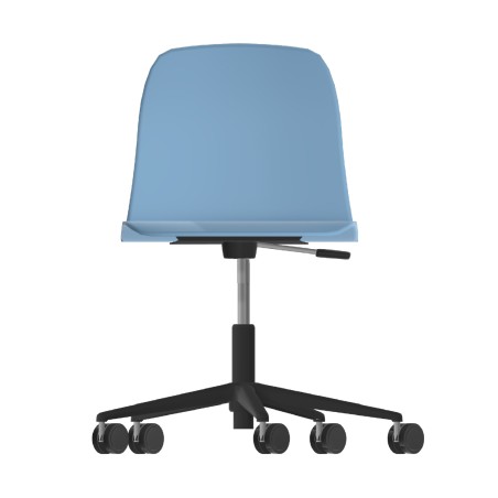 Sedia Pioppo Girevole con Ruote - Altezza Regolabile da 31 a 51 cm - Colore Scocca Azzurro - Colore Struttura Nero
