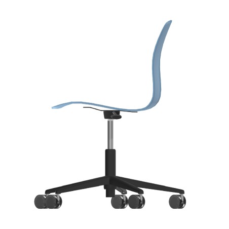 Sedia Pioppo Girevole con Ruote - Altezza Regolabile da 31 a 51 cm - Colore Scocca Azzurro - Colore Struttura Nero