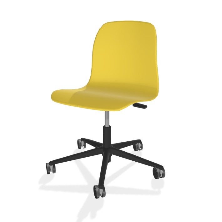 Sedia Pioppo Girevole con Ruote - Altezza Regolabile da 40 a 48,5 cm - Colore Scocca Giallo - Colore Struttura Nero
