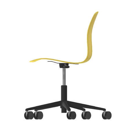 Sedia Pioppo Girevole con Ruote - Altezza Regolabile da 40 a 48,5 cm - Colore Scocca Giallo - Colore Struttura Nero