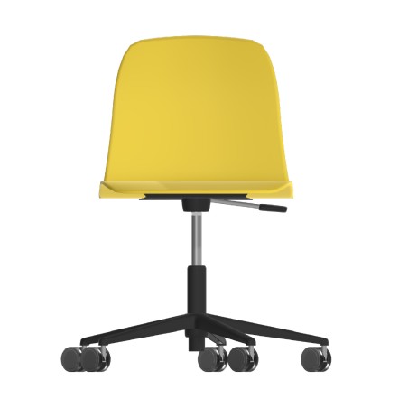 Sedia Pioppo Girevole con Ruote - Altezza Regolabile da 40 a 48,5 cm - Colore Scocca Giallo - Colore Struttura Nero