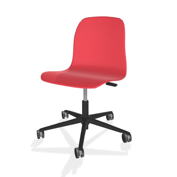 Sedia Pioppo Girevole con Ruote - Altezza Regolabile da 31 a 51 cm - Colore Scocca Rosso - Colore Struttura Nero