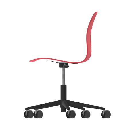Sedia Pioppo Girevole con Ruote - Altezza Regolabile da 31 a 51 cm - Colore Scocca Rosso - Colore Struttura Nero