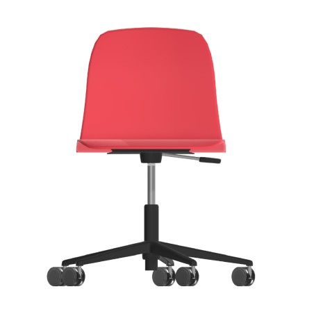 Sedia Pioppo Girevole con Ruote - Altezza Regolabile da 31 a 51 cm - Colore Scocca Rosso - Colore Struttura Nero