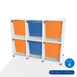Carrello Edera a 2 Comparti con Ruote - Dimensioni 105 x 45 x 81 cm - con 6 Contenitori - Colore Bianco