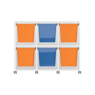 Carrello Edera a 2 Comparti con Ruote - Dimensioni 105 x 45 x 81 cm - con 6 Contenitori - Colore Bianco 2