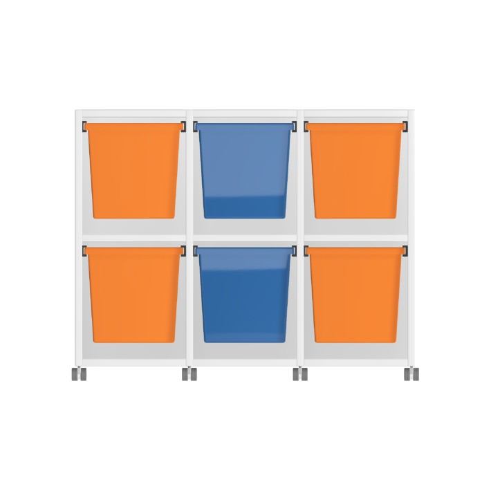 Carrello Edera a 2 Comparti con Ruote - Dimensioni 105 x 45 x 81 cm - con 6 Contenitori - Colore Bianco