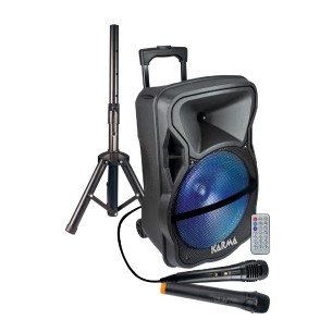 Cassa Amplificata - Karma LX12 - 1 Microfono Wireless + 1 Microfono con il filo + Treppiede - 600W PMPO