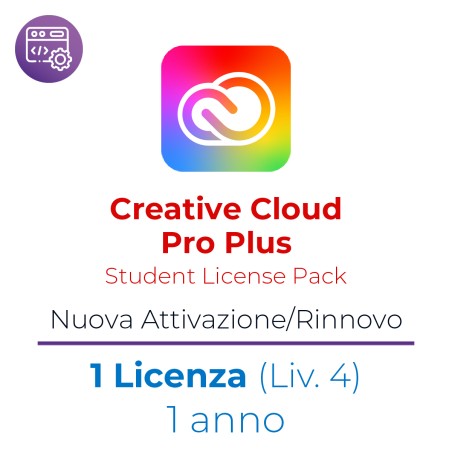 Creative Cloud Pro Plus Ent. HED Student License Pack – Min. 100 licenze – VIP MP EDU – 1 Utente – Level 4 Prezzo Cad – 1 Anno