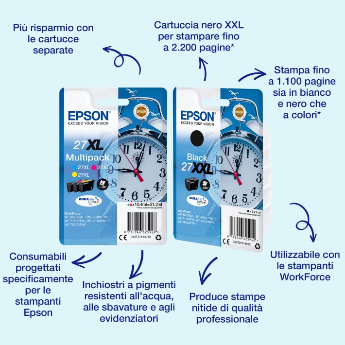 Epson Alarm clock Multipack 3-colour 27 DURABrite Ultra Ink