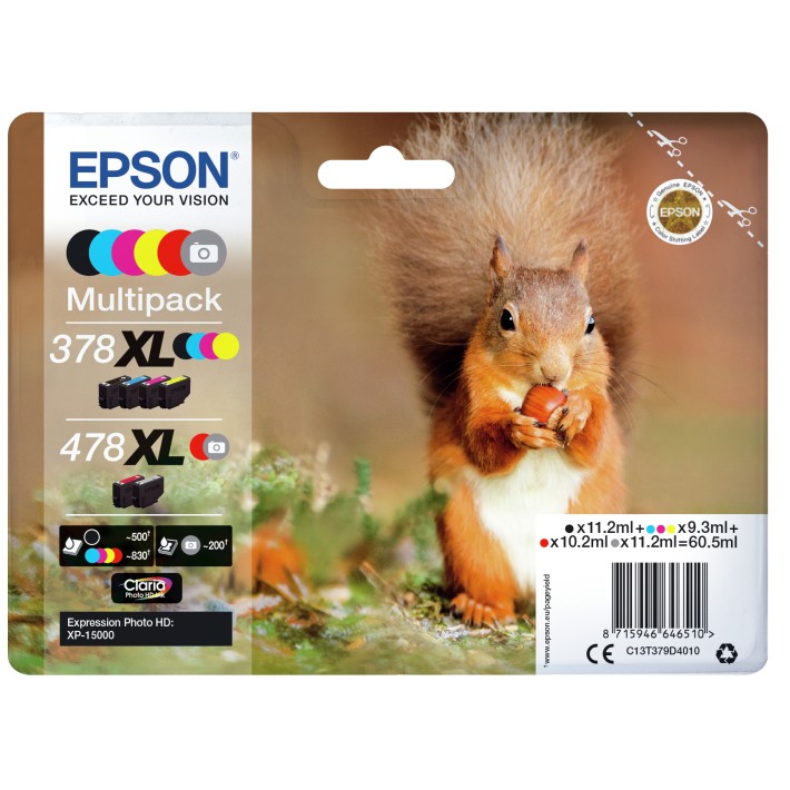 Epson Squirrel Multipack 6 colori Claria Photo HD Scoiattolo 378XL/478XL
