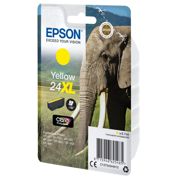 Epson Elephant Inchiostro giallo singolo Claria Photo HD Elefante 24XL