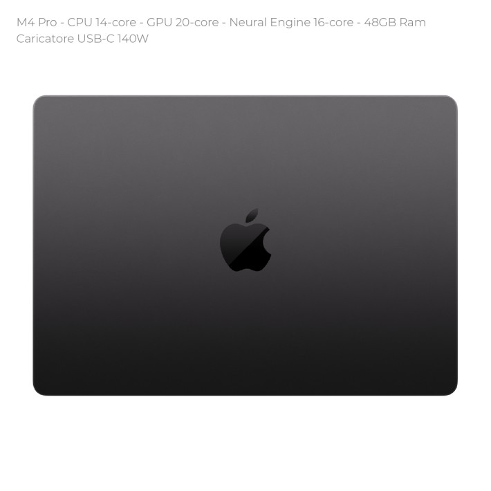 Notebook 16" - Apple MacBook Pro - M4 Pro CPU 14-core - GPU 20-core - Ram 24GB - SSD 512GB - MacOS Tahoe - Space Black