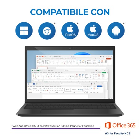 Office 365 A3 for Faculty NCE - 1 licenza per 1 utente ( Docente - Segreteria - Ata - Tecnici) –Abbonamento 1 Anno