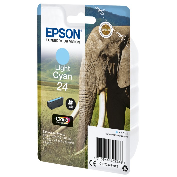 Epson Elephant Inchiostro ciano chiaro singolo Claria Photo HD Elefante 24