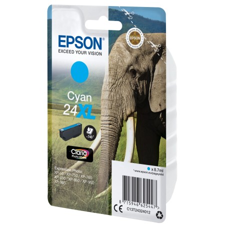 Epson Elephant Inchiostro ciano singolo Claria Photo HD Elefante 24XL