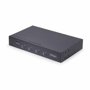 StarTech.com Switch KM a 4 porte con commutazione del mouse, switcher USB per tastiera/mouse, audio 3,5 mm/USB, Condivisione