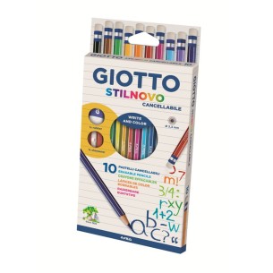 F.I.L.A. Astuccio 10 Giotto Stilnovo Con Gomma Su Cappuccio, Maxigomma E Temperino