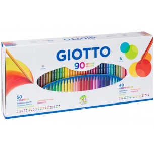Giotto In Un'Unica Confezione 50 Pastelli Stilnovo E 40 Pennarelli Turbo Color.