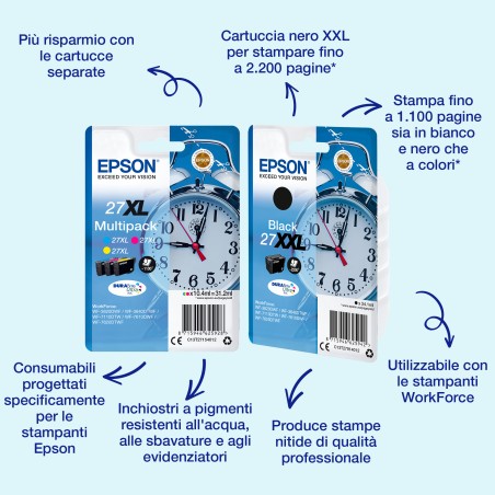 Epson Alarm clock Singlepack Cyan 27 DURABrite Ultra Ink