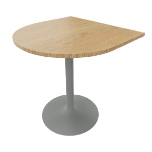 Tavolo Tiglio Mezzocircolare in Melaminico con Base a Calice - Dimensioni 70x67,5x71,2cm -Colore Bianco -Colore Struttura Grigio