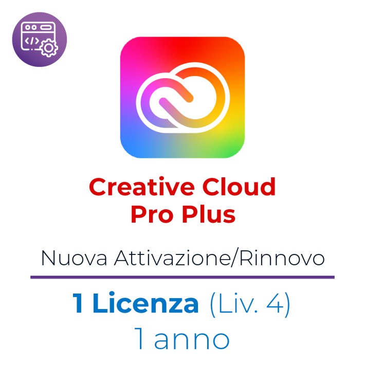 Creative Cloud Pro Plus Ent. for Faculty – Nuova Att./Rinnovo - VIP MP EDU – 1 Utente – Livello 4 Prezzo Cad – 1 Anno