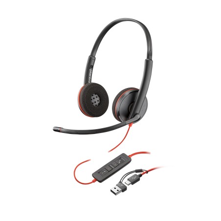 HP Poly Cuffie stereo Poly Blackwire 3225 con connettore USB-C + spina da 3,5 mm + adattatore USB-C/A
