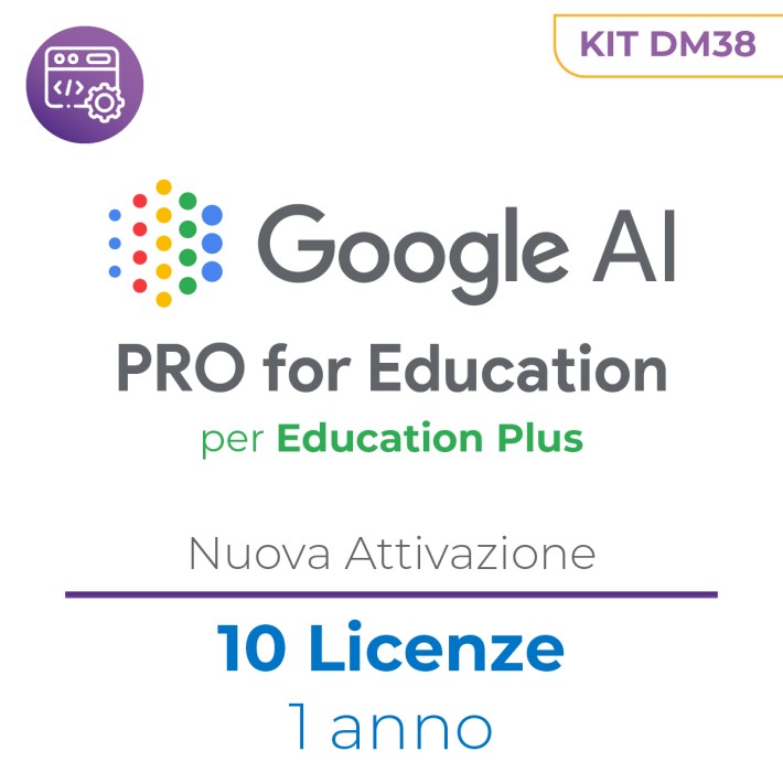 DM38 - Google AI Pro for Education (per Edu Plus) - kit 10 licenze - New - 1 anno