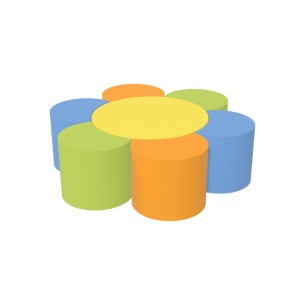 Pouf Modulo Fiore 7 Elementi - Altezza 30 cm - Densità 27 kg/m³ - Similpelle Ignifuga Multicolore