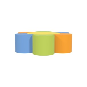 Pouf Modulo Fiore 7 Elementi - Altezza 30 cm - Densità 27 kg/m³ - Similpelle Ignifuga Multicolore 2