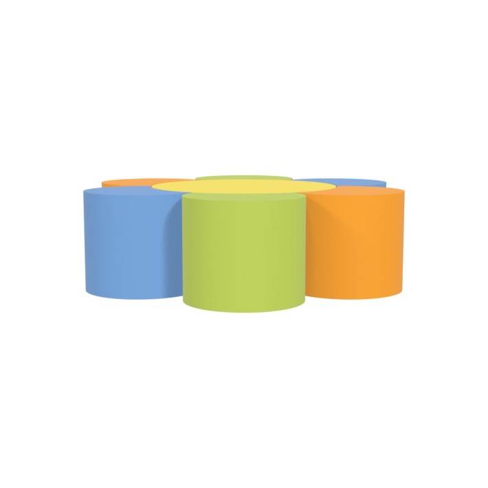 Pouf Modulo Fiore 7 Elementi - Altezza 30 cm - Densità 27 kg/m³ - Similpelle Ignifuga Multicolore