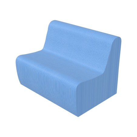 Pouf Morbido DIVANO 2 POSTI Ignifuga CL1 - Dimensioni 70 x 50 x H 25 cm - Colore Azzurro