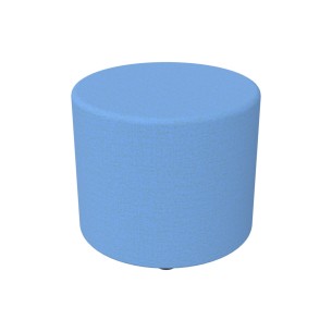 Pouf Semirigido Cilindro - Similpelle e Imbottitura Ignifuga CL1 - Diametro 48cm, h 43 cm - Colore Azzurro