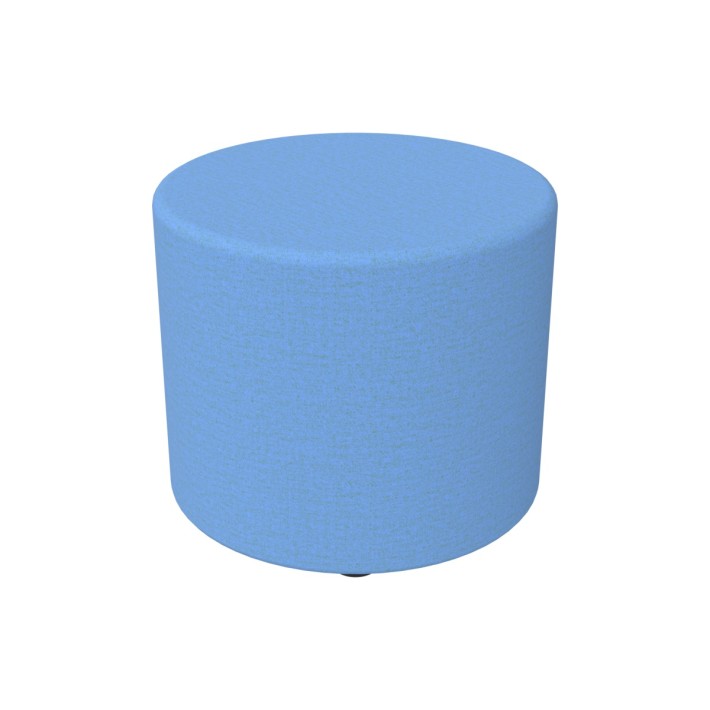 Pouf Semirigido Cilindro - Similpelle e Imbottitura Ignifuga CL1 - Diametro 48cm, h 43 cm - Colore Azzurro