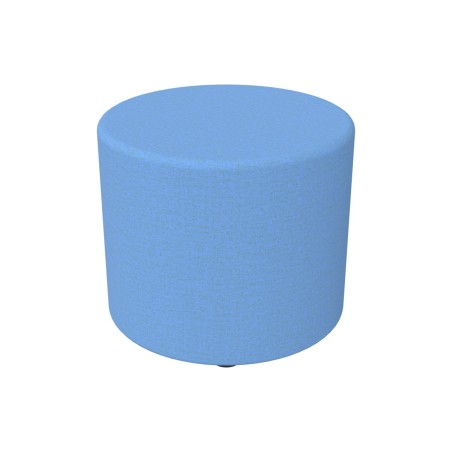 Pouf Semirigido Cilindro - Similpelle e Imbottitura Ignifuga CL1 - Diametro 48cm, h 43 cm - Colore Azzurro