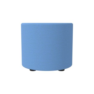 Pouf Semirigido Cilindro - Similpelle e Imbottitura Ignifuga CL1 - Diametro 48cm, h 43 cm - Colore Azzurro 2
