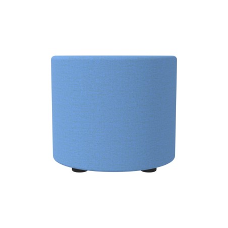 Pouf Semirigido Cilindro - Similpelle e Imbottitura Ignifuga CL1 - Diametro 48cm, h 43 cm - Colore Azzurro
