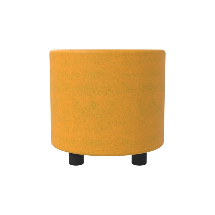 Pouf Semirigido Cilindro - Similpelle e Imbottitura Ignifuga CL1 - Diametro 48cm, h 46,5 cm - Colore Arancione