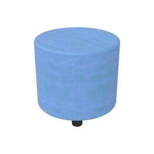 Pouf Semirigido Cilindro - Similpelle e Imbottitura Ignifuga CL1 - Diametro 48cm, h 46,5 cm - Colore Azzurro