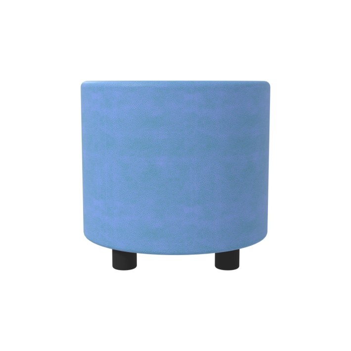 Pouf Semirigido Cilindro - Similpelle e Imbottitura Ignifuga CL1 - Diametro 48cm, h 46,5 cm - Colore Azzurro