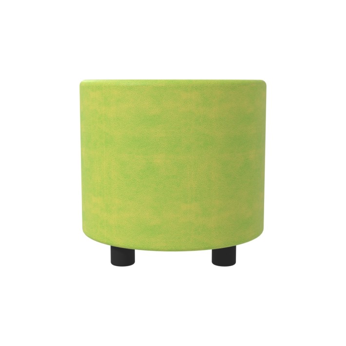 Pouf Semirigido Cilindro - Similpelle e Imbottitura Ignifuga CL1 - Diametro 48cm, h 46,5 cm - Colore Verde Chiaro