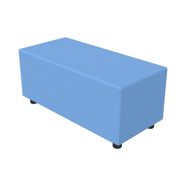 Pouf Semirigido Rettangolo Largo Similpelle e Imbottitura Ignifuga CL1 - Dimensioni 48 x 103 x h46,5 cm - Colore Azzurro