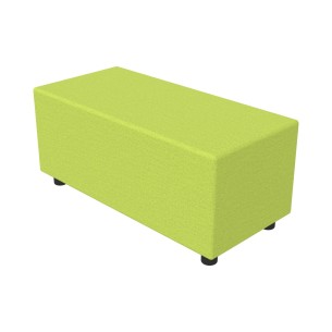 Pouf Semirigido Rettangolo Largo Similpelle e Imbottitura Ignifuga CL1 - Dimensioni 48 x 103 x h46,5 cm - Colore Verde Chiaro